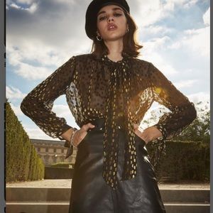 LAST CHANCE donating in 6/10 - 
The Kooples silk top with bow and polka dots